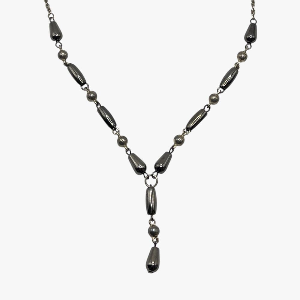 Premier Designs Necklace Y Drop Hematite Teardrop Bead Slate Jewelry